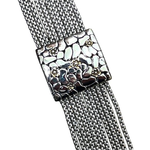 Silver & Gold 10 Box Chain Bracelet 7.75" EUC - Picture 1 of 5